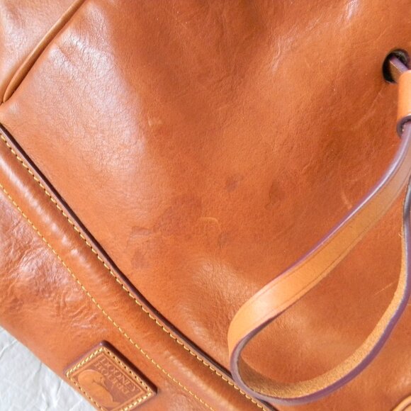 DOONEY & BOURKE FLORENTINE NATURAL TAN LEATHER BUCKLEY BUCKET DRAWSTRING BAG - Picture 8 of 16